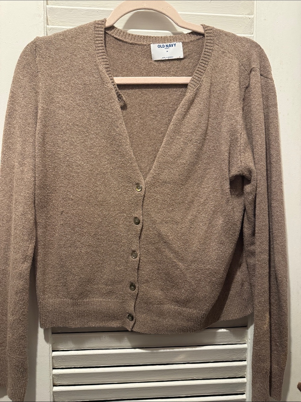 Old Navy Women's Light Brown V-Neck Button Cardigan
